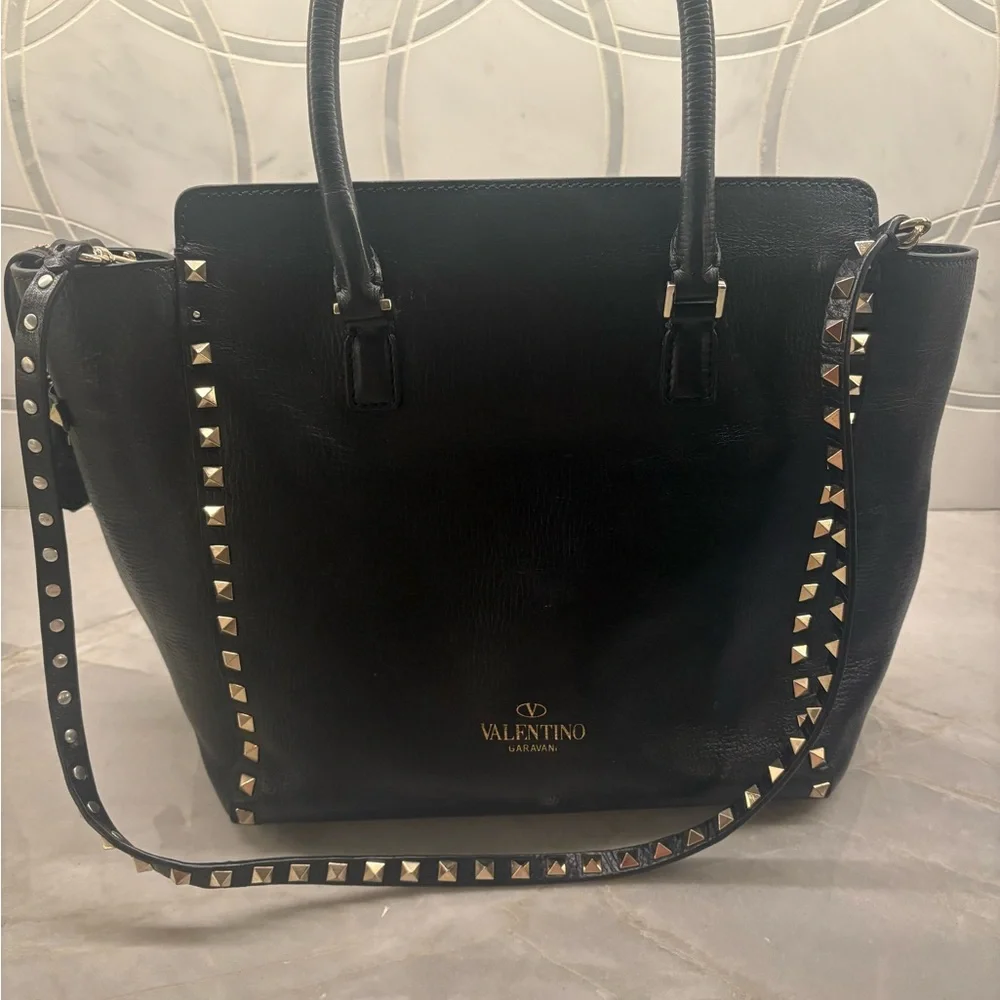 Valentino Garavani Black Tote with Gold Studs - Picture 6 of 12